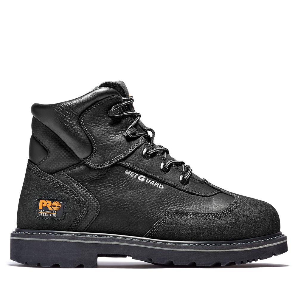 Timberland Mens Work Boots PRO® Met Guard 6" Steel Toe - Black - India HU4825913